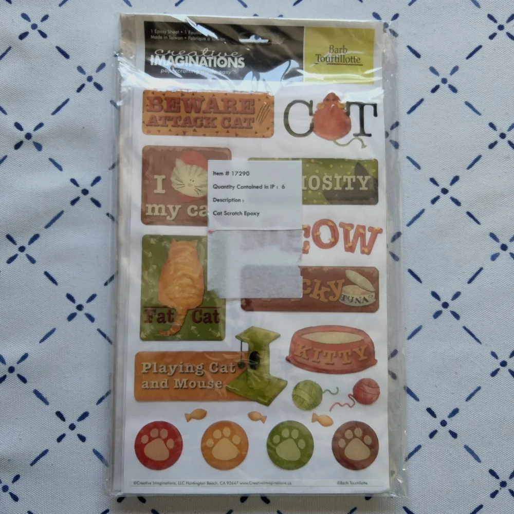 Creative Imaginations Cat-Themed Epoxy Sticker Sheets Scrapbook Craft 6 Sheets